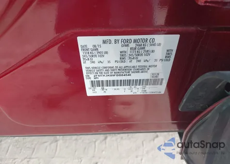 2015 Ford Edge Titanium z USA, uszkodzony, nr VIN 2FMTK3K89FBB84546